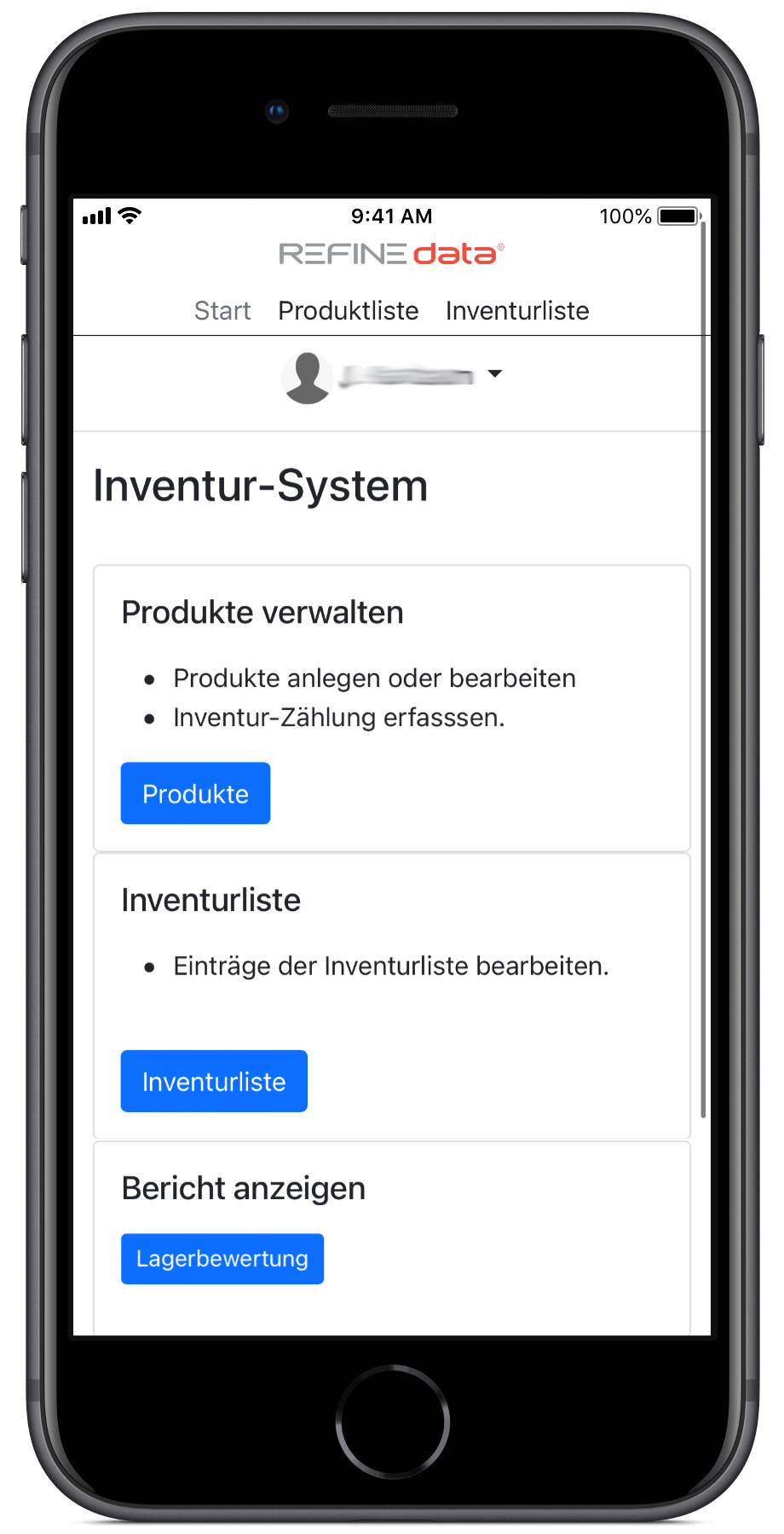 Inventur auf Mobiltelefon